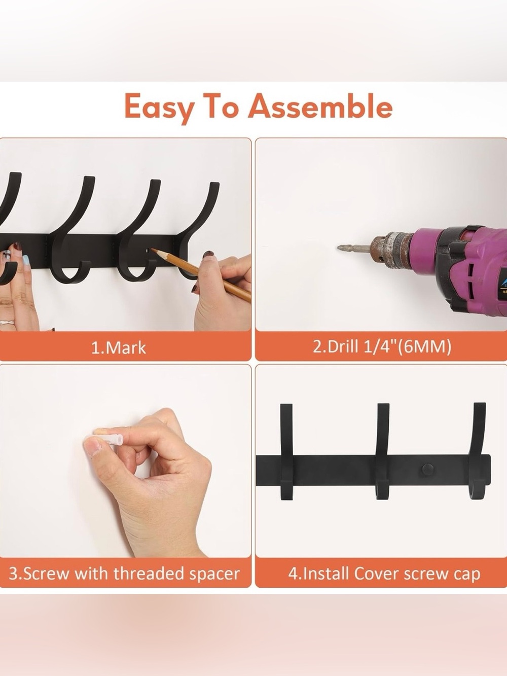 Optish Coat Hooks Set of 2 Racks-Black - NIB - Picture 5 of 5